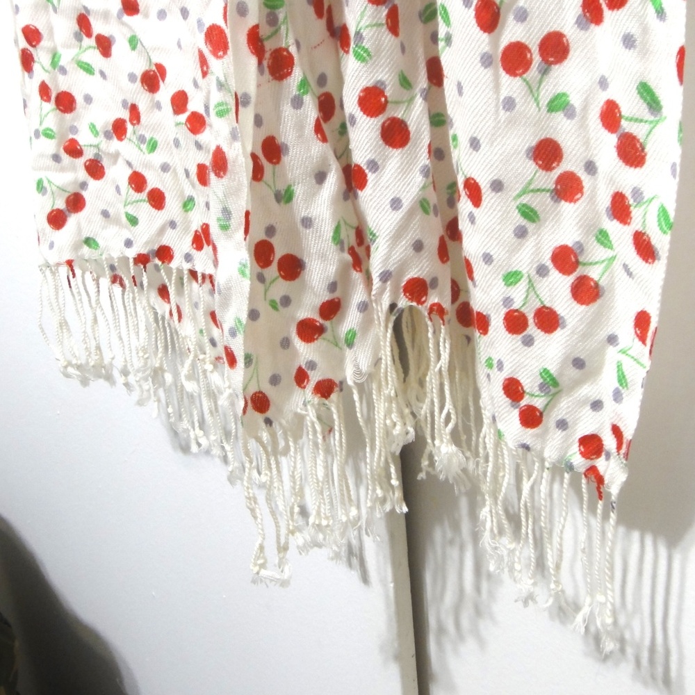 Cherry Print Long Scarf